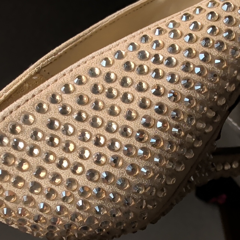 Sam Edelman Nude Crystal-Embellished Pointed Toe Pumps - Picture 6 of 8